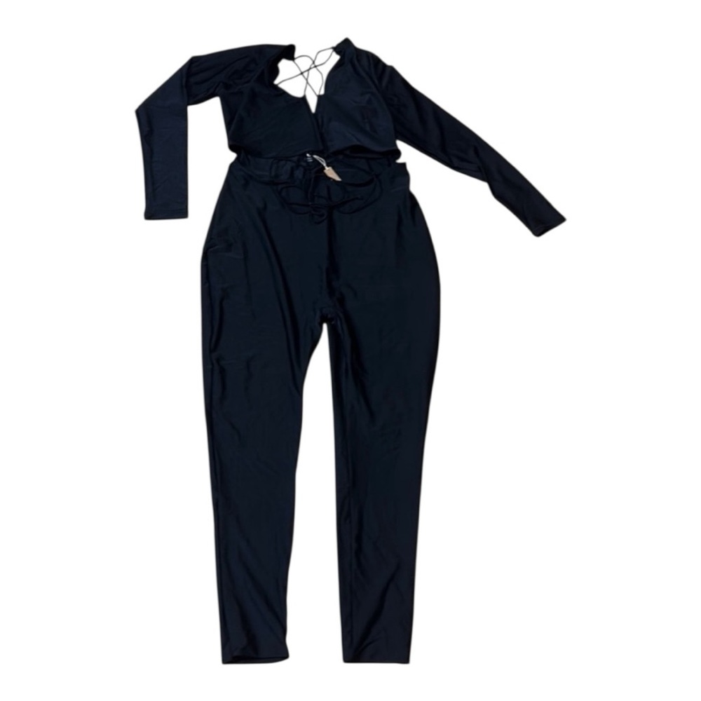 SKIMS Lace-Up‎ Catsuit Jumpsuit One Piece in black NWOT - Picture 3 of 9